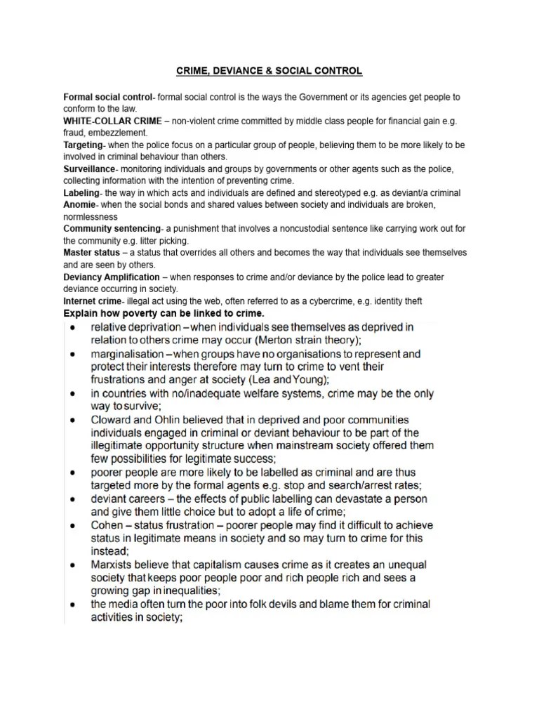 6 Crime, Deviance And Social Control | PDF | Deviance (Sociology) | Crimes