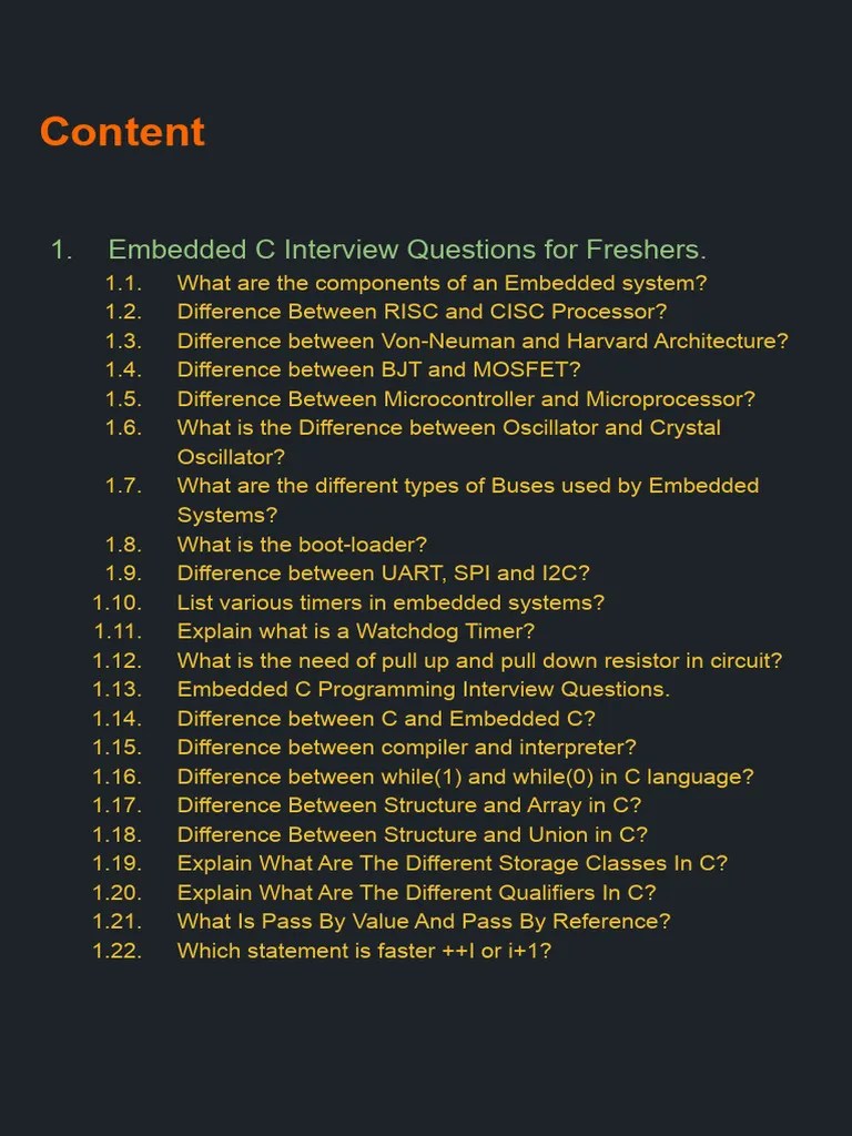 PART 1 - Embedded Interview Questions1234 | PDF | Pointer (Computer Programming) | Embedded System