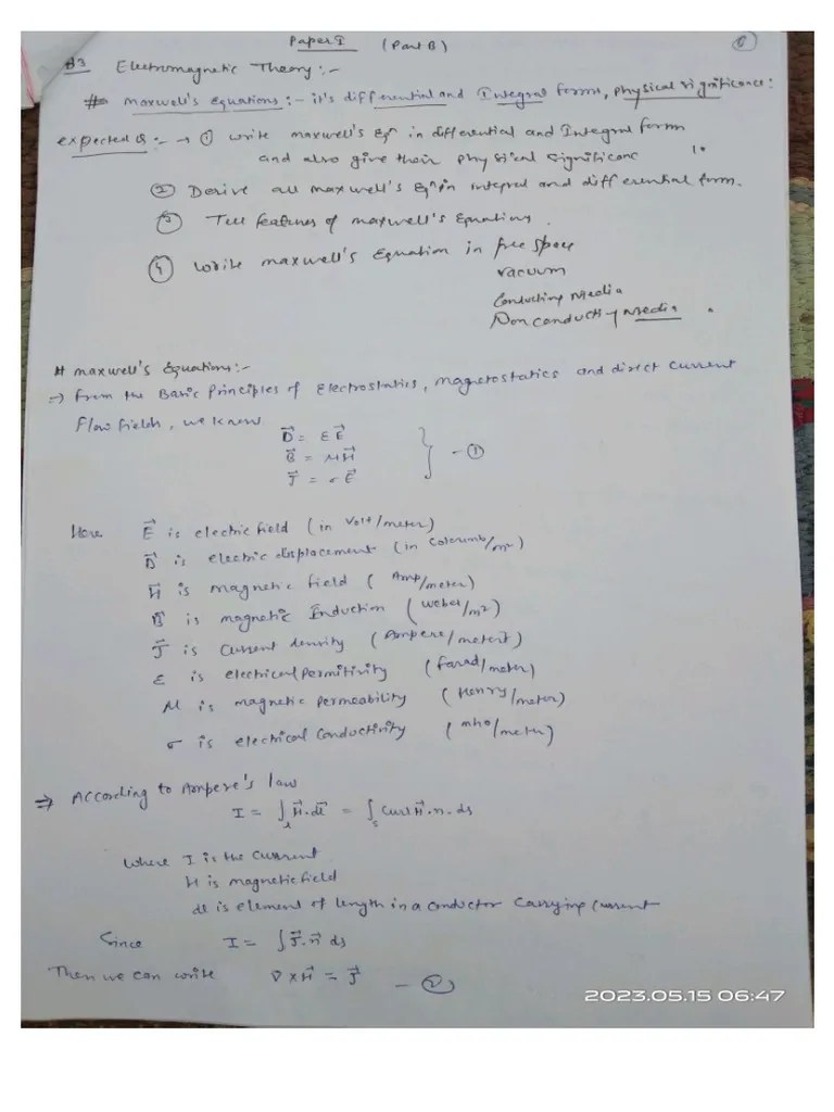 EM Theory, EM Waves, Potential And Fields - Mains | PDF