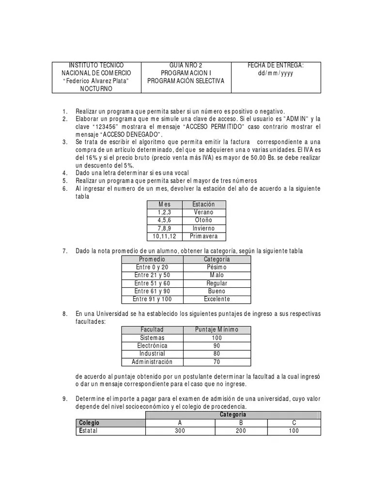 Guia Practica 2 Programacion | PDF