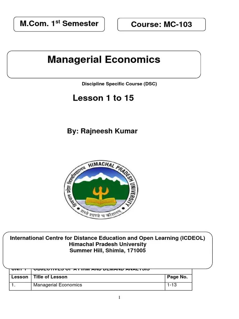 Managerial Economics HPUniv | PDF | Economics | Macroeconomics