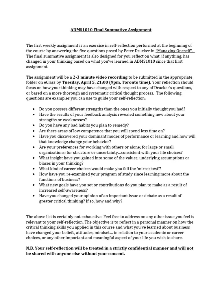 Final Summative Assignment. Guidelines And Rubric | PDF | Thought ...