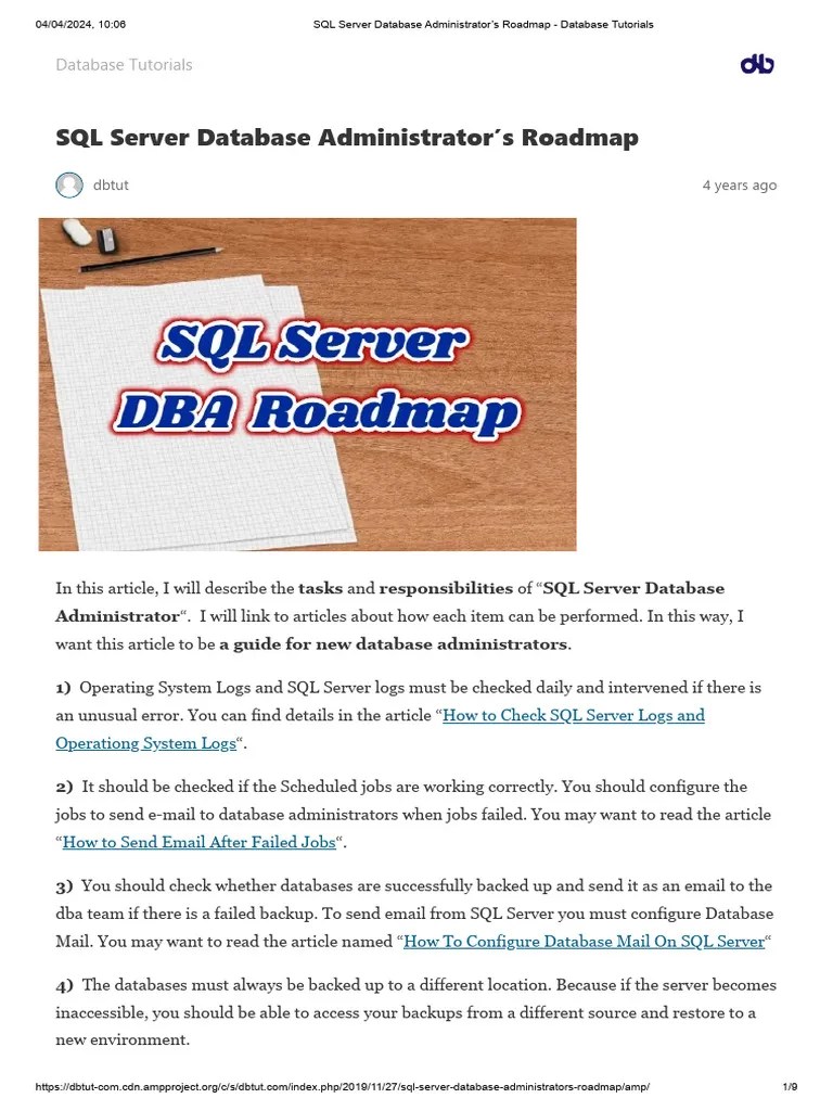 SQL Server Database Administrator's Roadmap - Database Tutorials - DBA ...
