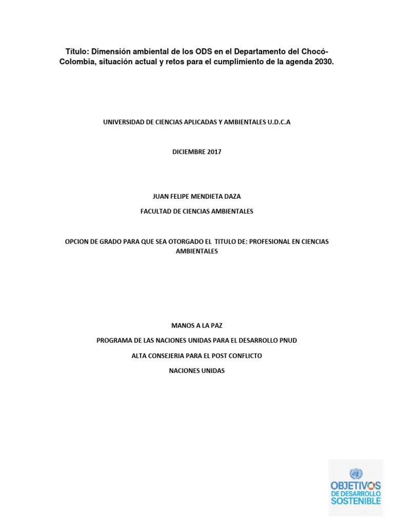 Los Ods En Choco | PDF | Desarrollo Sostenible | Sustentabilidad