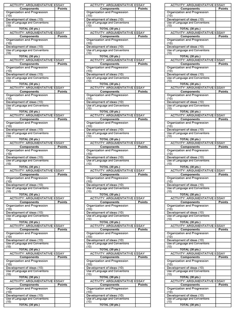 Argumentative Rubrics | PDF | Essays | Non Fiction Literature