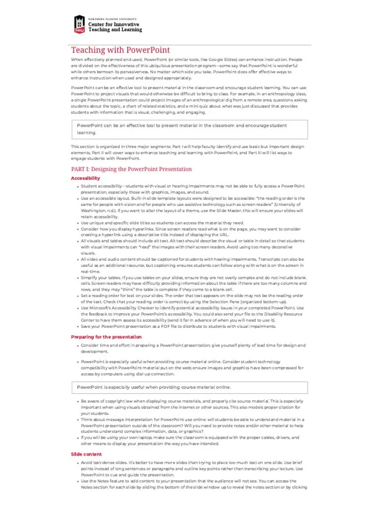 Teaching With Powerpoint Center For Innovative Teaching And Learning