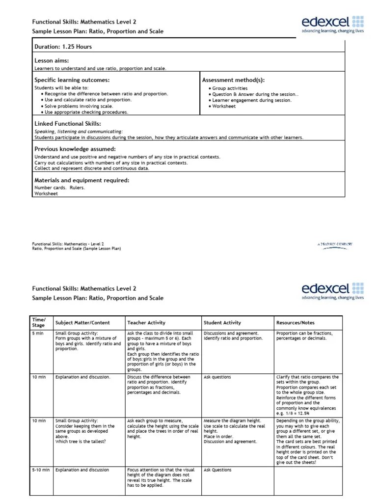 LessonPlanL2 Ratio Proportion Scale | PDF | Learning | Ratio