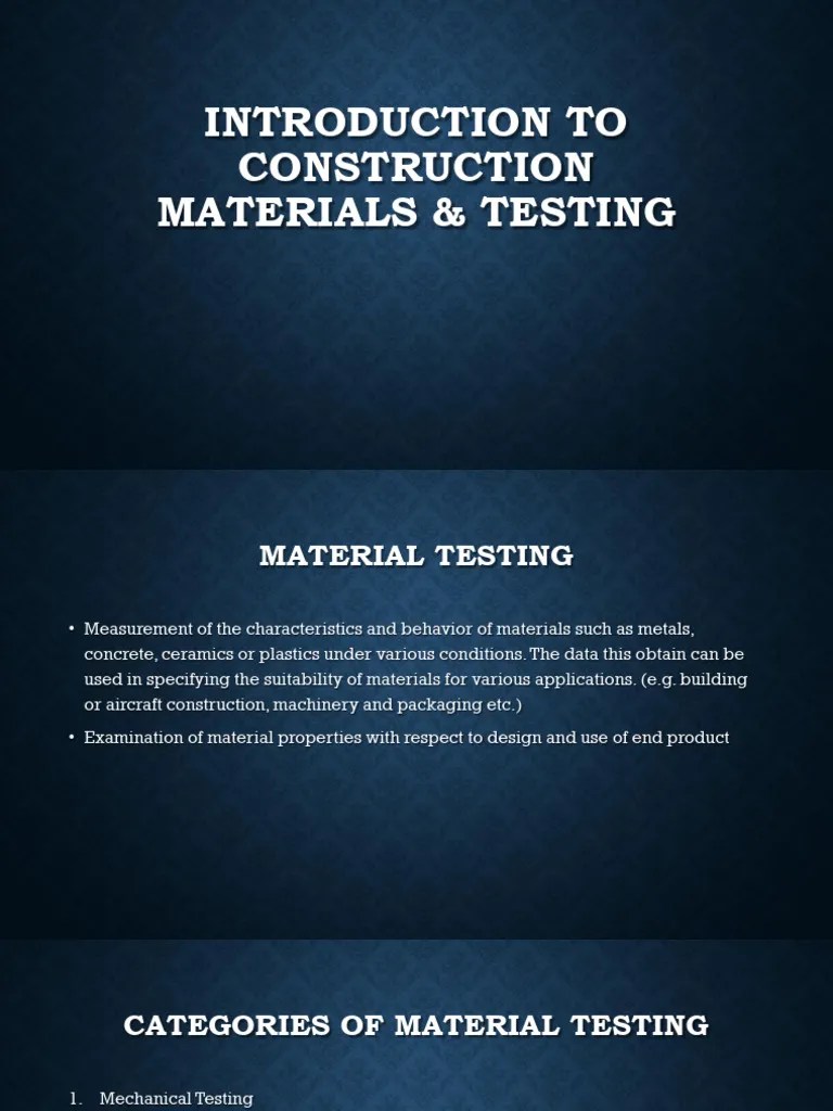 Introduction To Construction Materials - Testing | PDF | Concrete | Construction Aggregate