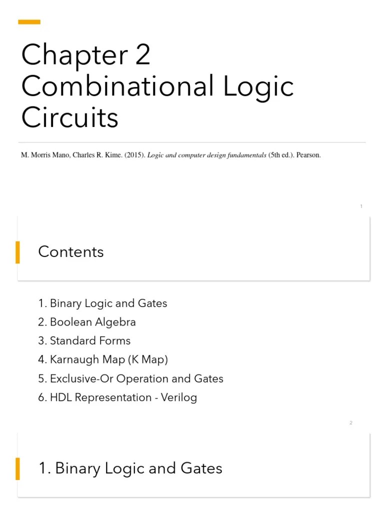 Chapter 2-CombinationalLogicCircuits | PDF | Logic Gate | Boolean Algebra