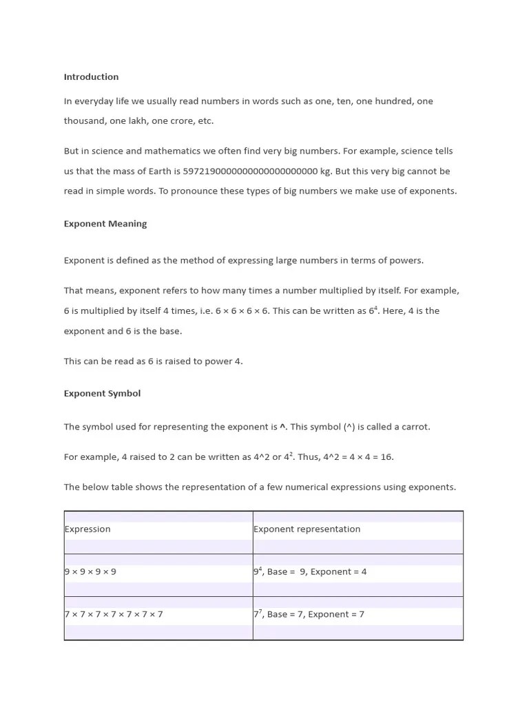 Maths Project - Exponent | PDF | Exponentiation | Mathematical Analysis