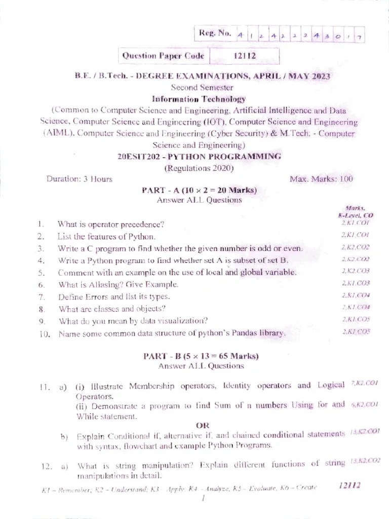 SEM II Python | PDF | Python (Programming Language) | Function ...