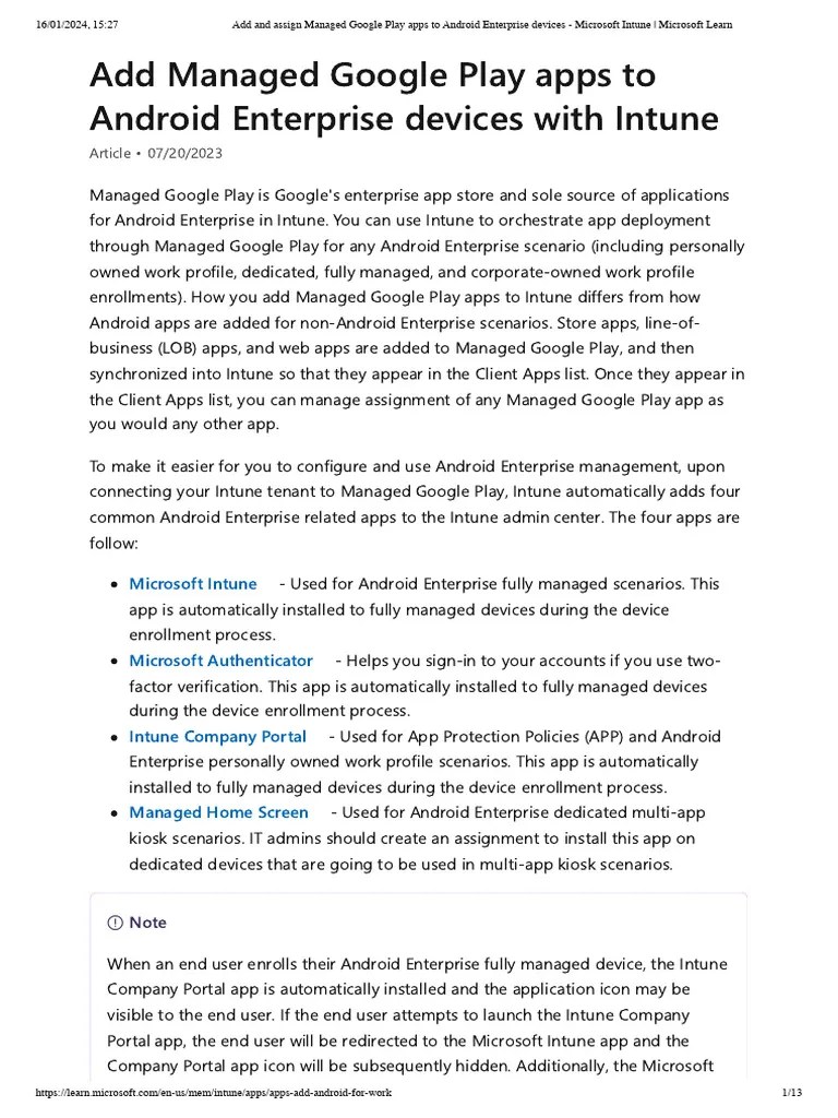 Add And Assign Managed Google Play Apps To Android Enterprise Devices ...