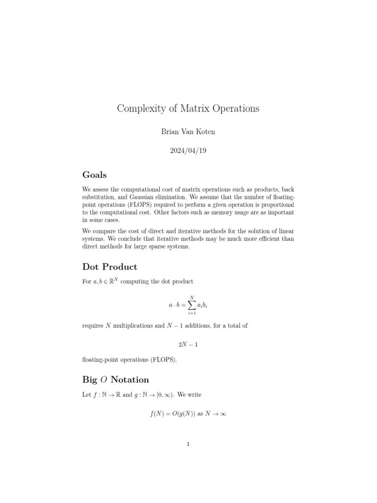 17 Complexity Matrix Operations | Download Free PDF | Matrix ...