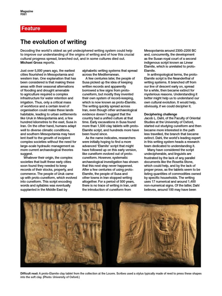 The Evolution Of Writing 2012 Current Biology Pdf Cuneiform