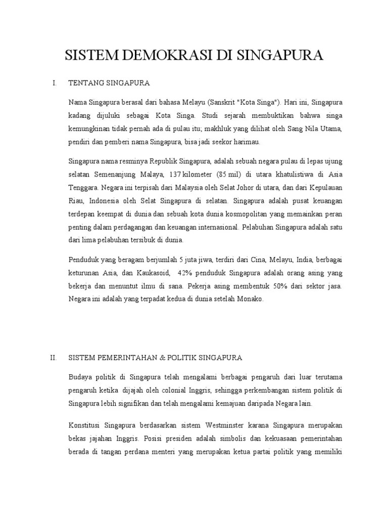Sistem Demokrasi Di Singapura | PDF