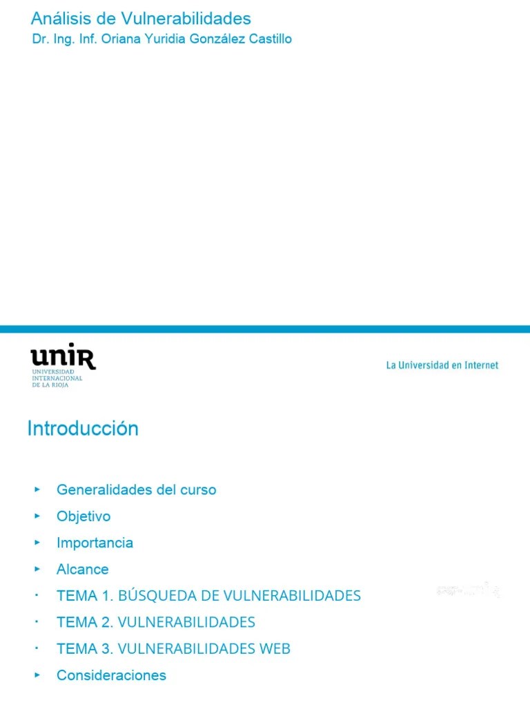 Análisis De Vulnerabilidades Introducción SemestrePrimavera2024 | PDF | Cibercrimen | Ciberespacio