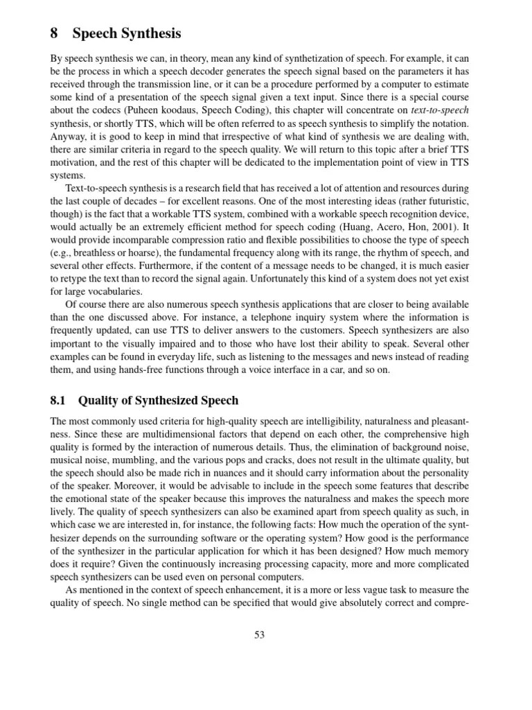 Text To Speech Synthesis TTS | PDF | Speech Synthesis | Phoneme