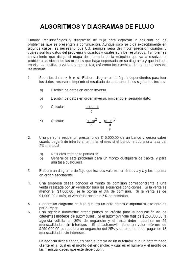 Algoritmos Y Diagramas De Flujo | PDF | Algoritmos | Entero