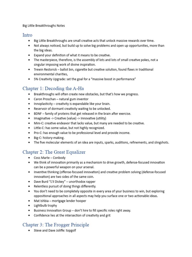 Unlocking Creativity Through Small Acts Pdf Creativity Innovation