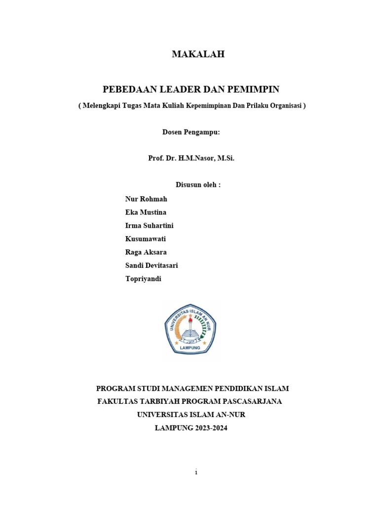 Perbedaan Leader Dan Pemimpin | PDF