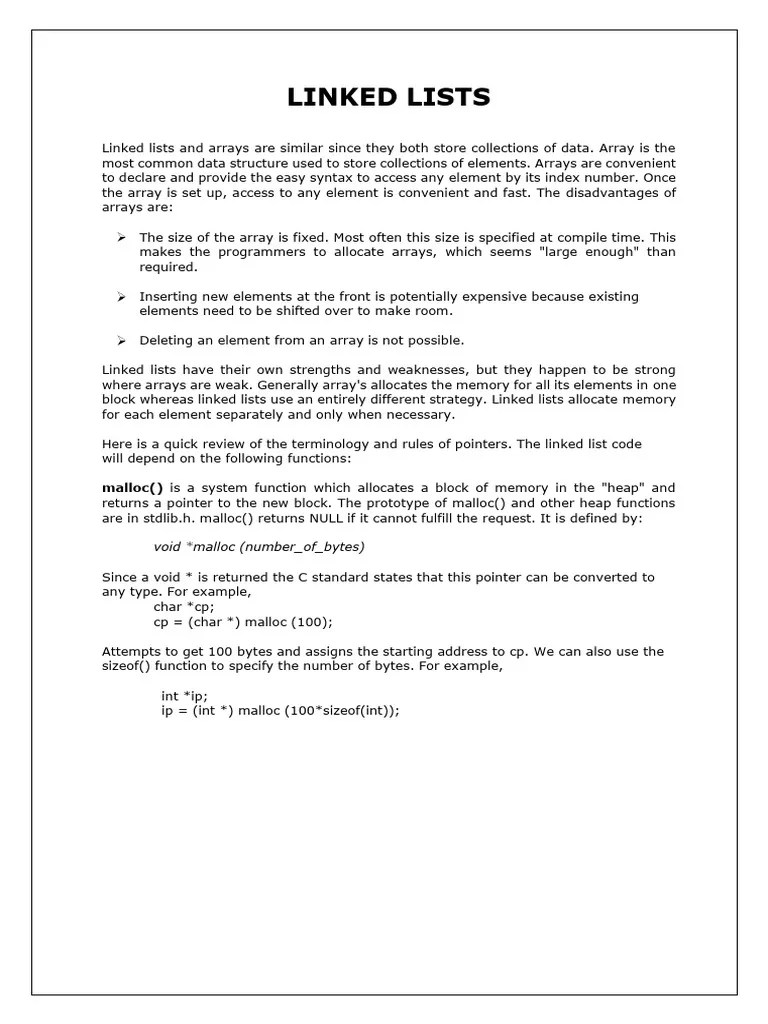 Unit-2 - Linked List | PDF | Pointer (Computer Programming) | Computer Programming