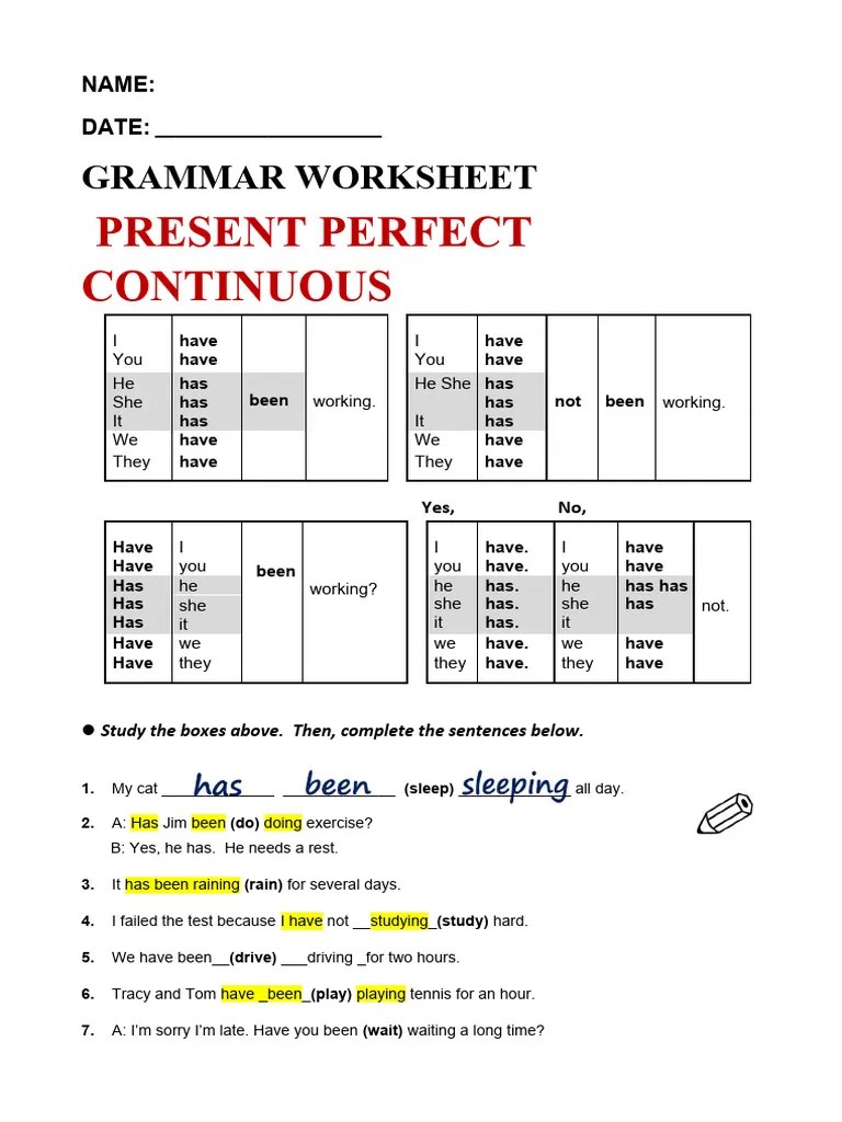 Present perfect progressive