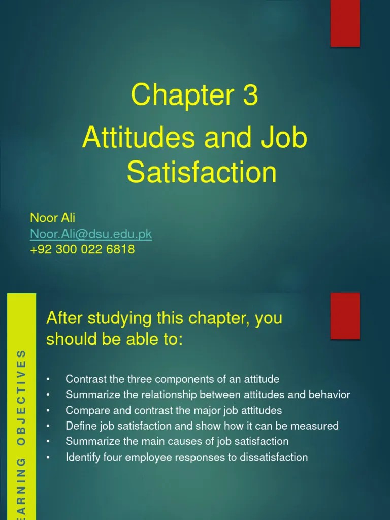 OB Chapter 3 Attitude And Job Satisfaction - Noor Ali | Download Free ...