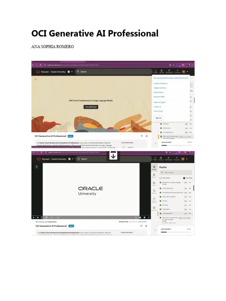 OCI Generative AI Professional Ana Romero | PDF