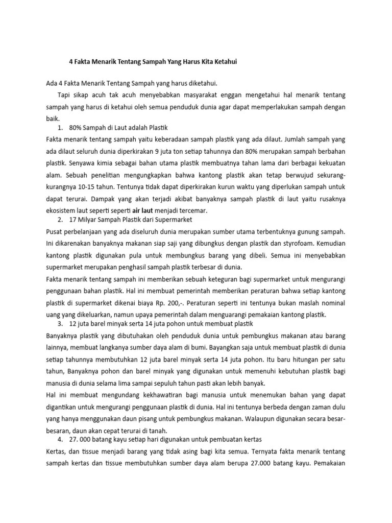 4 Fakta Menarik Tentang Sampah (Sunday Clean) | PDF
