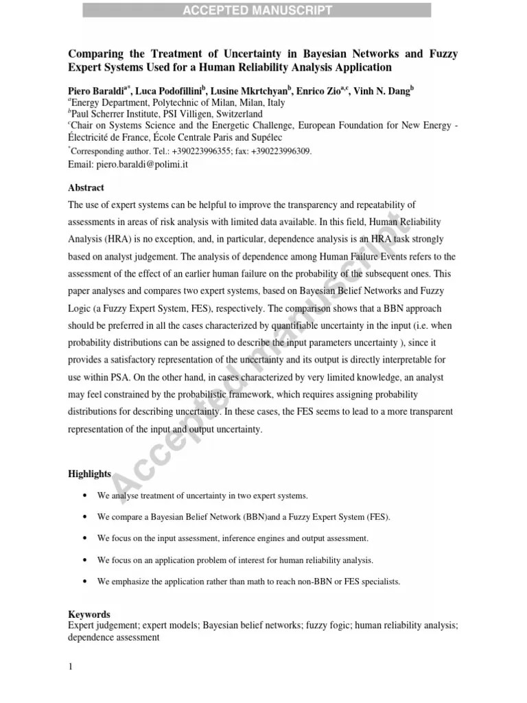Comparing The Treatment Of Uncertainty In Bayesian Networks & Fuzzy ...