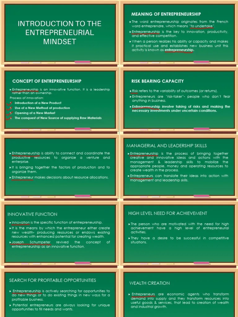 Introduction To The Entrepreneurial Mindset - Lesson - 1 | PDF ...