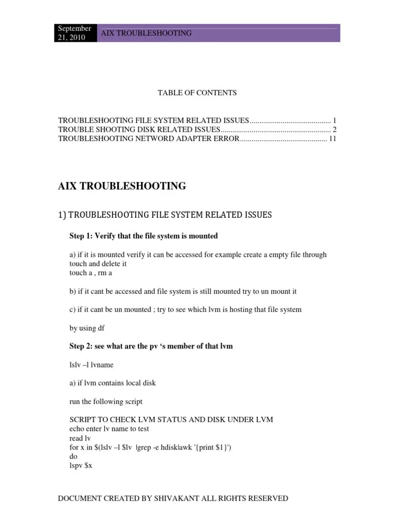 Aix Troubleshooting | PDF | Network Interface Controller | Transmission ...