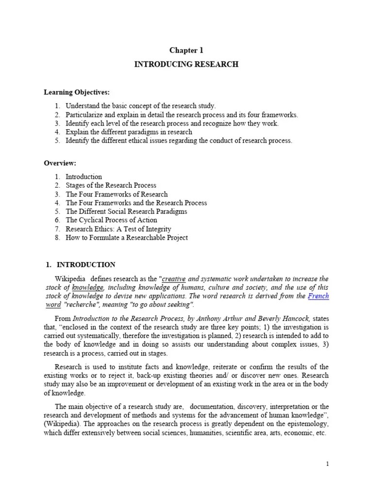 Chapter 1 - Introducing Research | PDF | Methodology | Data