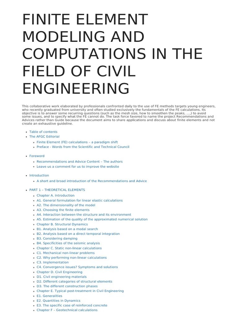 Finite Element Modeling And Computations In The Field Of Civil ...