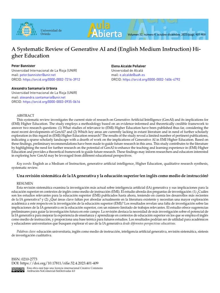 A Systematic Review Of Generative AI And (English Medium Instruction ...