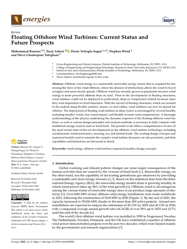 Floating Offshore Wind Turbines Current Status And | PDF | Offshore Wind Power | Computational ...