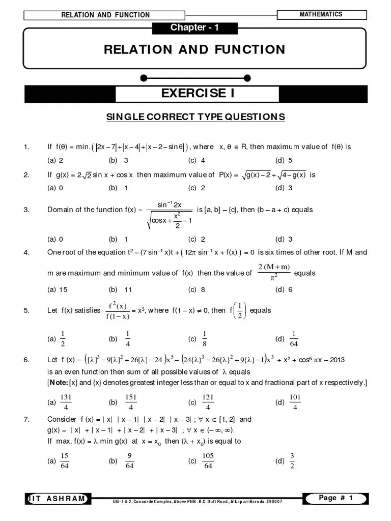 1 - Relation And Function | PDF | Function (Mathematics) | Functions ...