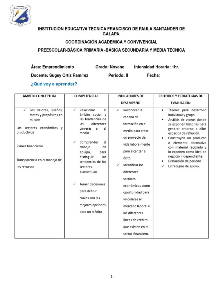 GUIA DE APRENDIZAJE 9 GRADO - 2° Periodo | Descargar Gratis PDF ...