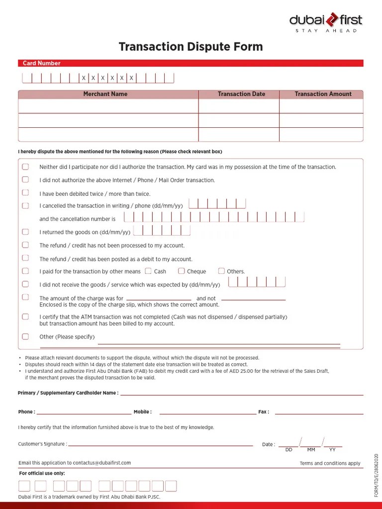 Transaction Dispute Form | PDF | Credit Card | Debit Card