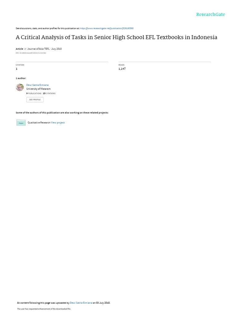Analysis Of Task In Textbook Analysis - DewiAsiaTEFL | PDF | English As ...