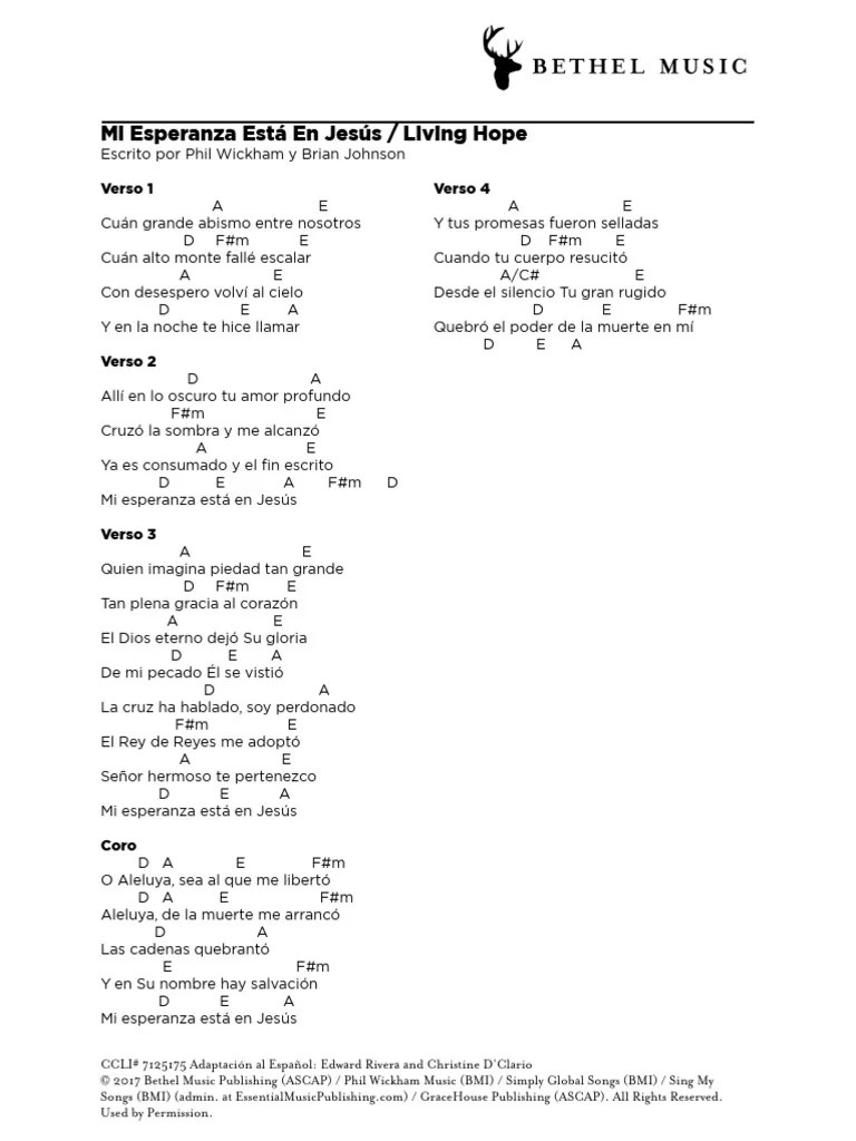 Acordes Y Letra Mi Esperanza Está En Jesús | PDF