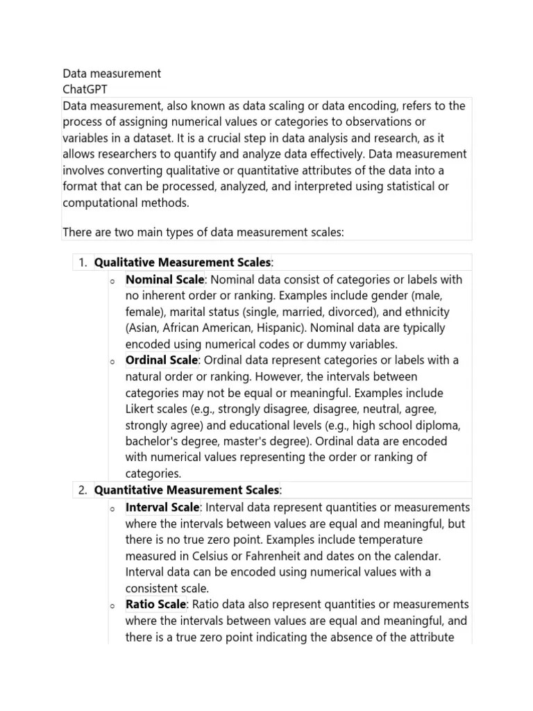 CH 7 Data Measurement | PDF | Level Of Measurement | Observational Error