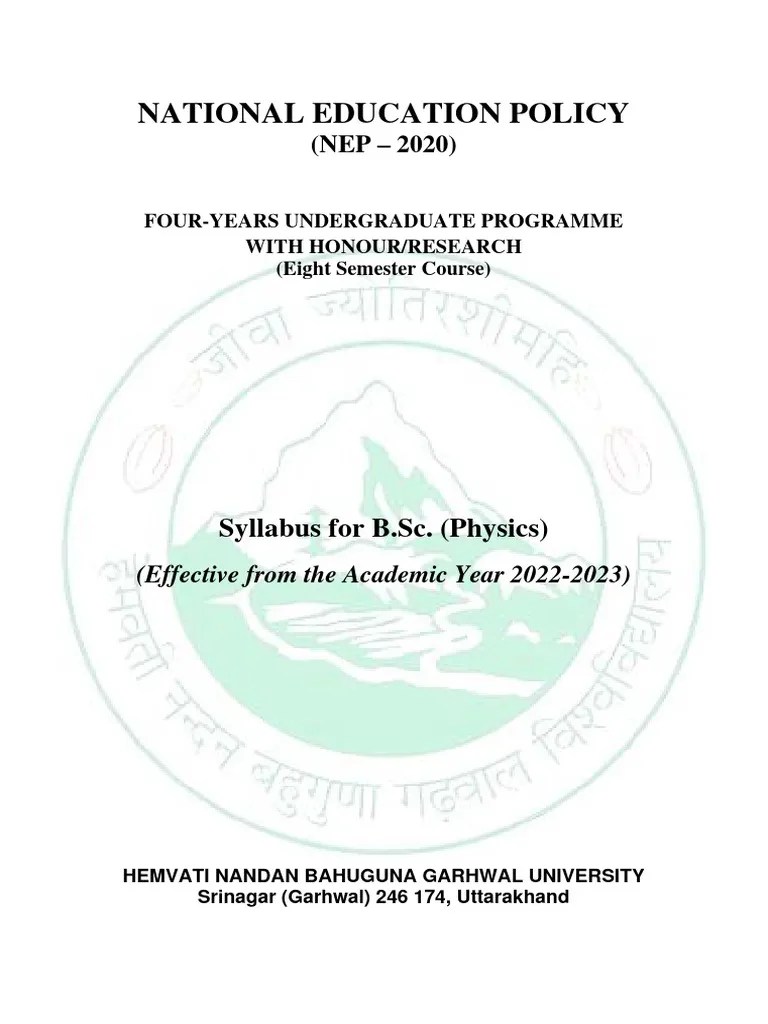 Nep Four Years BSC Physics Syllabus | PDF | Diffraction | Magnetic Field