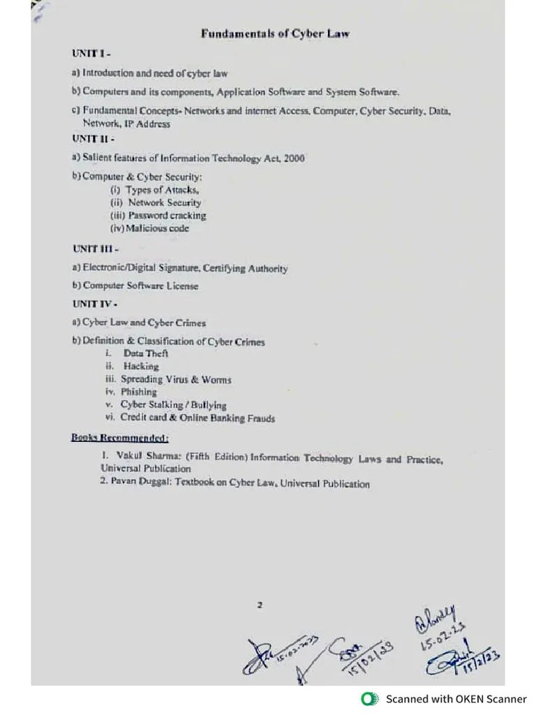 Cyber Law Syllabus | PDF