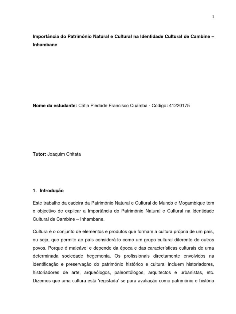 Património Natural E Cultural Do Mundo E Moçambique | PDF | Herança ...