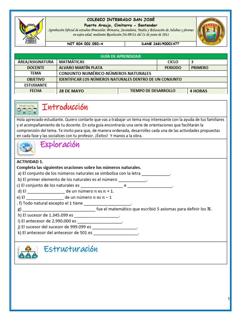 Guia De Matemáticas 2024 | PDF | Número Natural | Sustracción