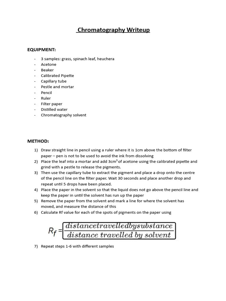 Biology AQA A-Level Required Practical: Chromatography Writeup ...