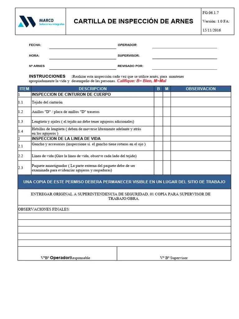 Inspeción De Arnes De Seguridad | PDF