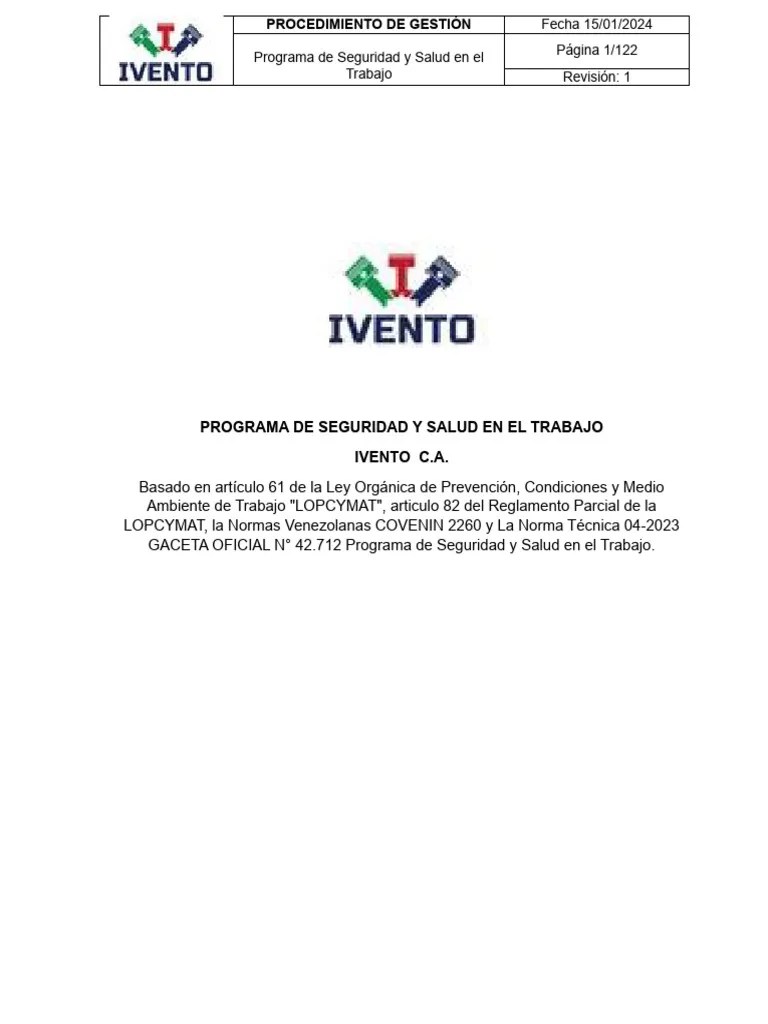 Programa 2024 Modelo | PDF | Seguridad Y Salud Ocupacional | Derecho ...