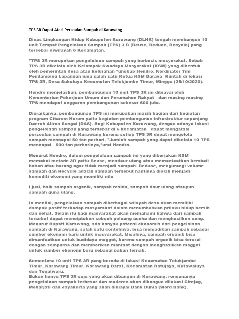 Tps 3r Dapat Atasi Persoalan Sampah Di Karawang Situs Resmi - Best Dark Illustrations in High Resolution